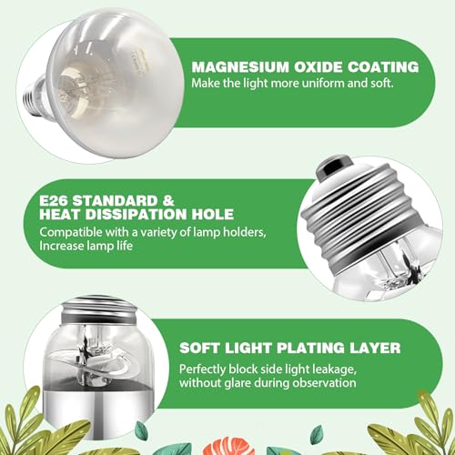 2 Pack 100W Reptile Heat Lamp Bulbs, Full Spectrum UVA/UVB Reptile Light Bulb and Basking Spot Light, UVB Light for Reptiles and Bearded Dragon, Turtle, Lizard, Snake, Amphibians - style: 2PCS 100W UVB Bulbs