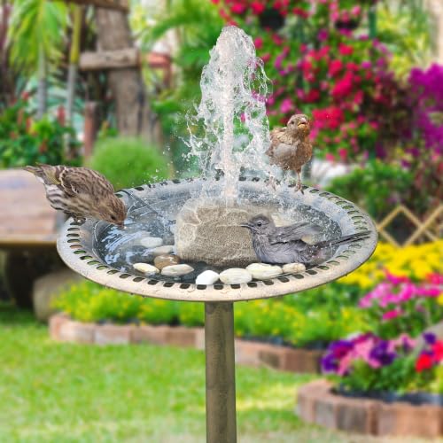 Saillong Bird Bath Water Fountain with Electric Pump, Granite Air Pump Rock for Bird, Rock Waterfall Fountain, Feeder, Aquariums, Fish Tank (Beige) - color: Beige