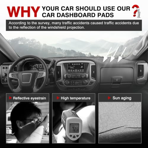 Autorder Gray Dashboard Cover Mat for 2014-2018 Chevy Chevrolet Silverado/GMC Sierra 1500, 2015-2019 Silverado/GMC Sierra 2500HD 3500HD Accessories Dash Cover Upgrade Polyester Dash Mat - size: Gray 14-18 Silverado