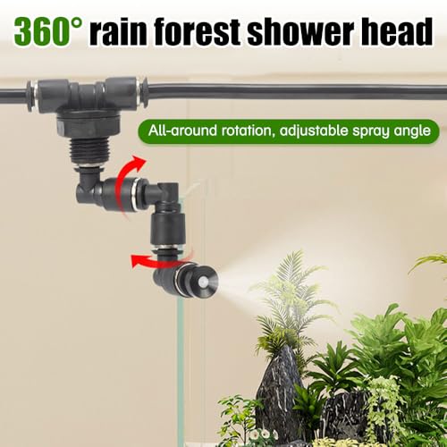 Reptile Mister Nozzles, 1/2PCS Fine Rainforest Tank Sprinkler 360° Adjustable Terrarium Fogger for 6mm/0.24'' Outer Diameter Hose - color: 2PCS