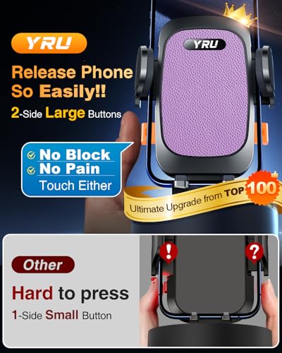 YRU True Military-Grade 360°Rotation Suction 2026 Ultimate Car Phone Holder - color: Purple