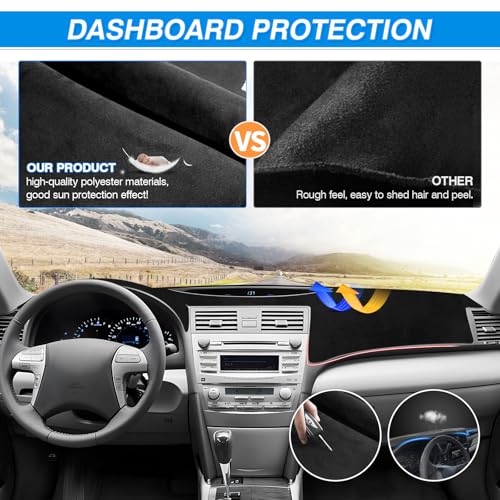 Cartist Dash Cover for Toyota Camry 2007 2008 2009 2010 2011 Dashboard Cover Mat Non-Slip Pad Carpet Sunshield Protector - color: 3)07-11 Camry(Black)