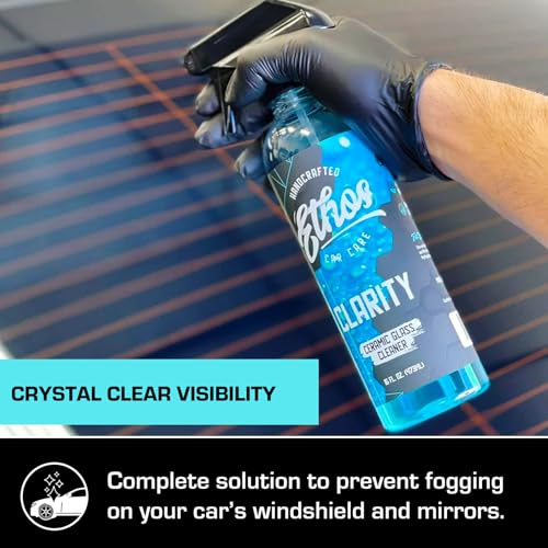 Ethos Clarity V2 – Ceramic Glass Cleaner & Windshield Water Repellent | Streak-Free Auto Glass Cleaner for Car Windows, Mirrors & Tinted Glass | Hydrophobic Protection - size: 16 Fl Oz (Pack of 2)