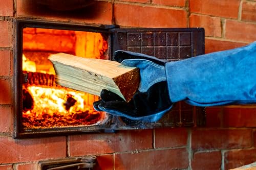 RAPICCA Fireplace Fire Pit Gloves, 662°F Fireproof Leather, 16 in Grey | For Wood Stove, Campfire, Charcoal, Cast Iron, BBQ Grill, Oven, Stick & MIG Welding, Forge, Dry Ice - color: Grey(length 16in)