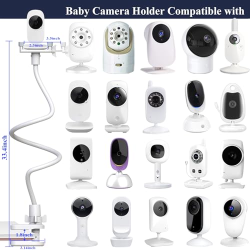Baby Camera Monitor Mount Flexible Holder Stand Compatible with Momcozy,HelloBaby HB6550/HB65/HB66/HB6560/iFamily,Blemil,GoodBaby,OKAIDI,ANMEATE, Infant Optics Cameras and with 1/4" Cameras Clip Mount - size: 1 Count (Pack of 1)