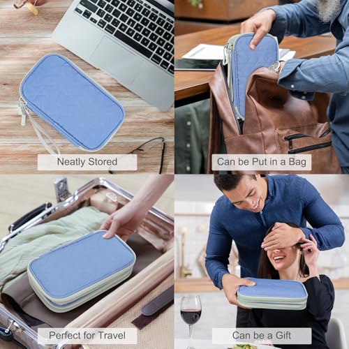 FYY Electronic Organizer, Travel Tech Pouch Bag, Medium, Blue Quilted - color: Blue Quilted, size: 8.3 x 5 x 2.6 inches