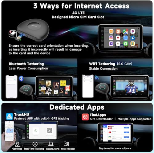 Wireless CarPlay&Android Auto Adapter with 4G LTE Magic AI Box - color: Blue