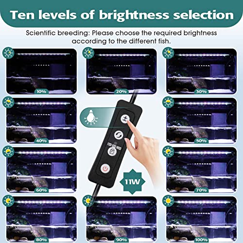 hygger 16W Full Spectrum Aquarium LED Light with 10 Levels Brightness, White Blue Red Green LEDs,6H8H12H Timer,RGB Light for 16~24IN Freshwater Fish Tank, Aquatic Plants Tropical Ornamental Fish - size: 16WFor 16~24inch TANK