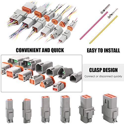 Glarks 6 Sets 2 3 4 6 8 12 Pin Sealed Gray Male and Female Auto Waterproof Electrical Wire Connector Plug 22-16AWG Connector for Motorcycle, Scooter, Car, Truck, Boats - size: 2 3 4 6 8 12 Pin