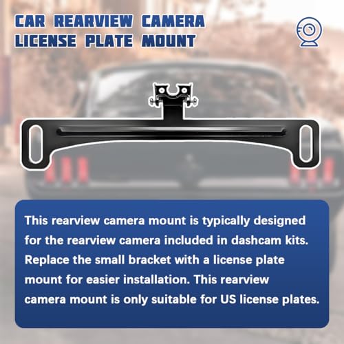 Car Rear View Camera License Plate Bracket, Anti-Rust Vehicle License Plate Back up Camera Mount, Automotive Dashcam Mirror Reverse Rear Installation Holder, Universal for Vehicles