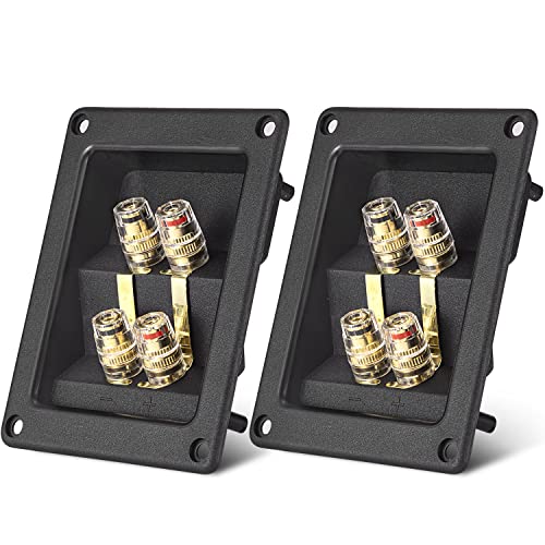 Facmogu 2PCS Rectangle 4-Way Speaker Terminal Box, Gold-Plated Terminal Cup - color: 4-way Rectangle