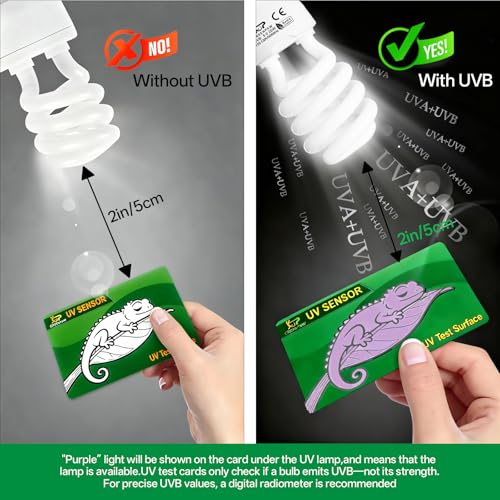 UVB Reptile Light 5.0: 26W Tropical & Subtropical UVA UVB Reptile Light Bulb, UVB Light for Reptiles Compact Fluorescent Terrarium Lamp,UVB Bulb for Chameleon Turtle Gecko Include UV Sensor Card - size: 6.5INCH-5.0