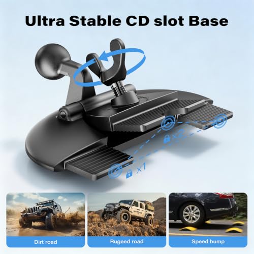 1Zero CD Slot Mount for Garmin GPS Navigator, 17mm Ball Mount Adapter