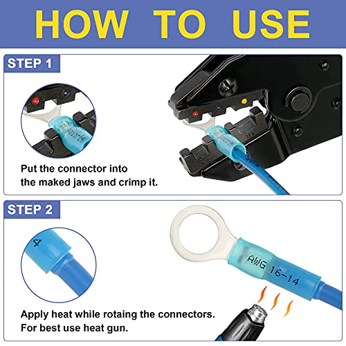 haisstronica 260PCS Heat Shrink Wire Connectors, 26-10 AWG, 4Colors/19Sizes