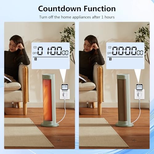 KETOTEK KTTS02 Digital Timer Outlet Plug in Timer Switch Socket Indoor Infinite Repeat Cycle Electrical Timer Switch, Countdown Timers for Lights,Aquarium,Pets Home Appliances