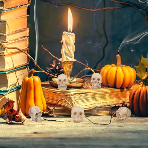 ABOOFAN 20pc Resin Mini Skulls - Halloween Skull Head Decor for Home Table & Garden
