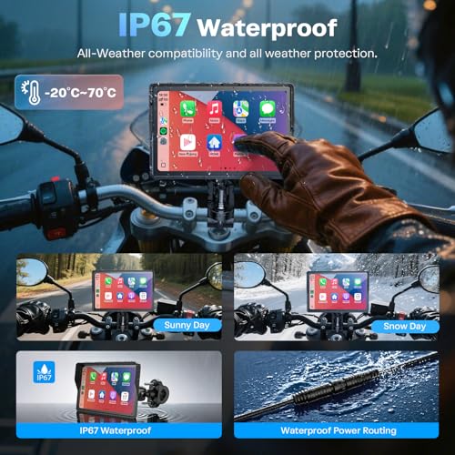 WonVon 5 Inch Motorcycle Carplay GPS Navigation System with Apple Carplay and Android Auto Portable Screen with Dual Bluetooth, Navigation, Siri, Google Assistant（Not Inchluded TPMS） - color: 5 Inch