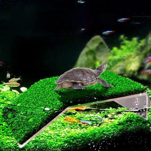 Turtle Basking Platform Lawn Resting Basking Platform Simulation Grass Ramps Tortoise Habitat Terrace Turtle Tank Accessories - size: M