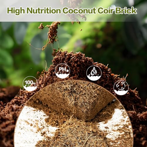 Cheardia 12 Packs High Nutrition Coconut Coir Brick, High Expansion Coconut Fiber Substrate with Low EC and PH Balance, Organic Coco Coir for Garden Soil Potting Flower Herbs Vegetables