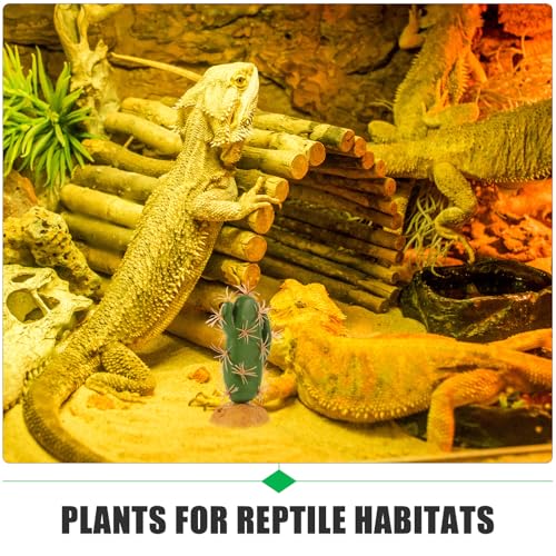 Artificial Reptile Terrarium Plants with Cactus Design, Simulation Habitat Decor for Lizard and Amphibian Tanks, Fake Plastic Plant for Reptile Habitat Accessories