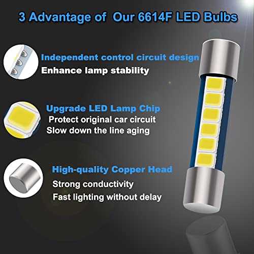 28mm 29mm Festoon LED Fuse Bulb, 6-SMD 6614F Sun Visor Vanity Mirror Light - size: 6PCS 29mm 6SMD
