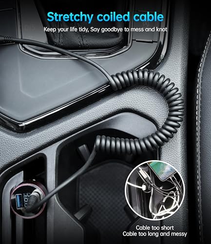 USB C Cable 3A Fast Charging 5FT Coiled USBC to USBC Charger Cable for Car - color: Silver, size: 5FT, style: USB C to USB C