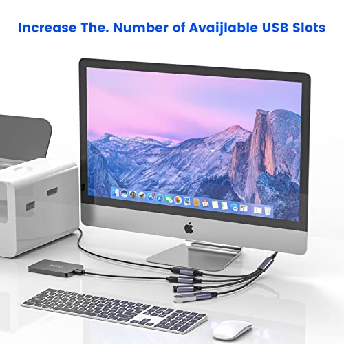 MOGOOD USB Splitter, 4-Port USB 2.0 Electronic Adapter, Multi-Socket USB Hub for Data Transfer and Power Charging, Compatible with Keyboard, Desktop, Television, Laptop, Printer, Car, U Disk, and TV - size: 1pack