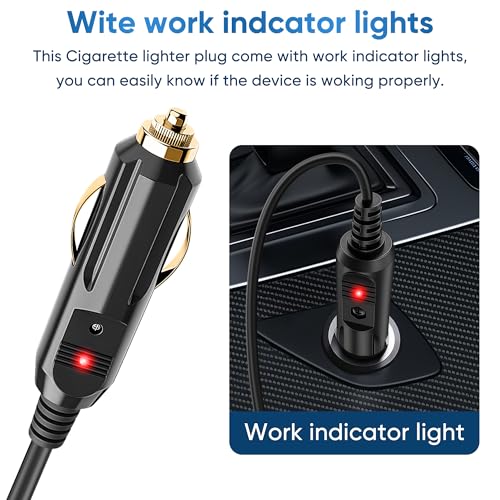 DC 5.5x2.1mm Car Cigarette Lighter Power Cord,6.5ft 12V-24V Car Charger