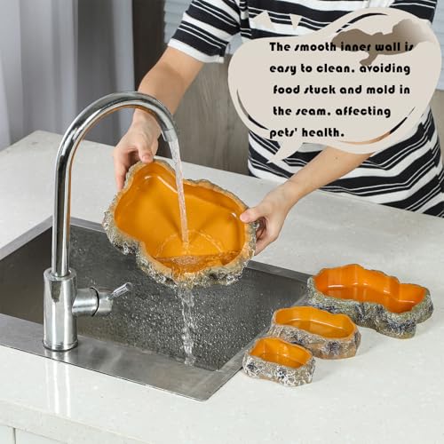 IBWell 7 Inch Reptile Food Dish Escape Proof Reptile Feeding Dish Resin Reptile Water Food Bowl for Bearded Dragon Chameleon Frog Snake Turtle Leopard Gecko - size: 7"