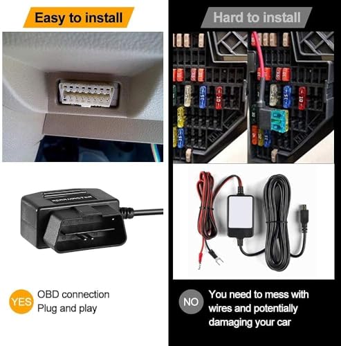 Dash Cam OBD Hardwire Kit, OBD2 Power Cable for Dash Camera TwinPa OBD to USB-C OBDII Adapter Hardwire Charger Cable and Acc Two Mode 12-36V to 5V 3A (USB-C Port)