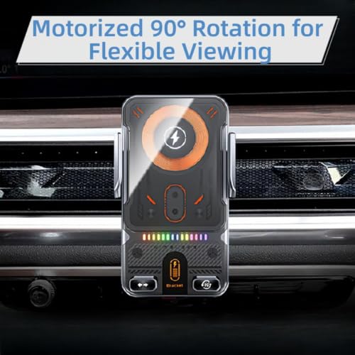 2026 New Cool Smart 2-in-1 Universal Car Phone Mount with Induction Opening/Closing, 15W Fast Charging, 360° Auto-Rotating for Air Vent - Switch Horizontal/Vertical (Black)