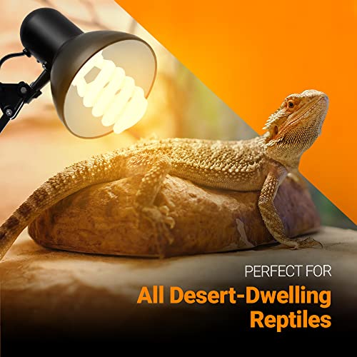 2 Pack 23-Watt Reptile Bulb Desert UVA UVB Light - 10.0 UVB Reptile Light - Compact Florescent Terrarium Bulb Suitable for Desert Reptiles Lizards Bearded Dragons Tortoises CFL UVB Bulb (23 Watt 10.0) - style: UVB 10.0 - 23W