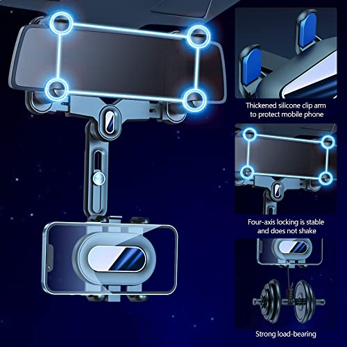Turcee Car Rearview Mirror Navigation Phone Holder, 360 Rotatable and Retractable, for iPhone, Samsung Galaxy & All Smartphones