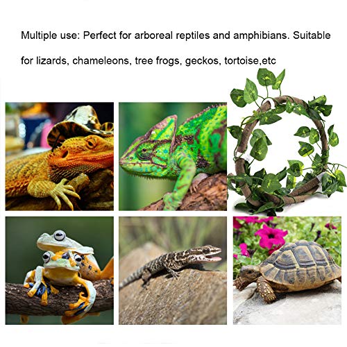AYNEFY Flexible Vine Branch Jungle Rattan Long Vine Decoration Rattan Decoration Lifelike for Reptiles Pet Reptile Climbing Rattan Artificial Reptile - size: Rattan + folhas verdes de rabanete