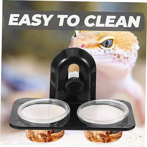 Toddmomy Reptile Feeding Bowl Container for Lizards Turtles Geckos and Durable Screw Type Design with Dual Compartment Easy to Clean Feeding Supplies for Reptiles