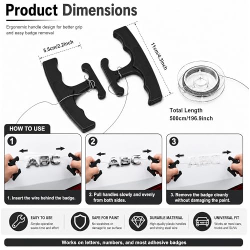 PSLER Car Emblem Removal Tool, Plate Line Badge Remover - color: Black