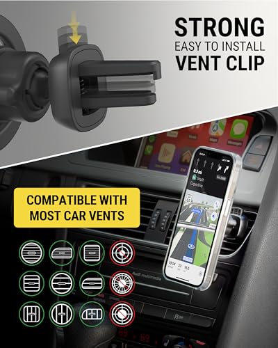 Scosche MagicMount Select MagSafe Car Mount for iPhone, Strong Magnetic Phone Holder for Car Magnet Phone Mount with 360° Rotation for Dashboard/Vent Compatible with iPhone 17/16/15/14 Pro Max Android - size: 1 Pack, style: Dash / Vent