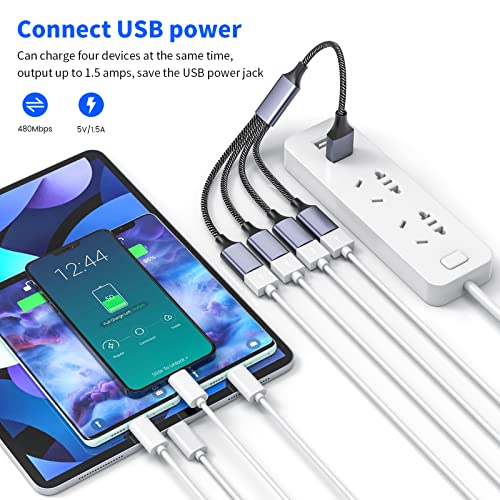 MOGOOD USB Splitter, 4-Port USB 2.0 Electronic Adapter, Multi-Socket USB Hub for Data Transfer and Power Charging, Compatible with Keyboard, Desktop, Television, Laptop, Printer, Car, U Disk, and TV - size: 1pack