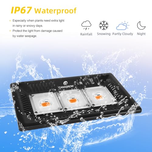 CANAGROW Waterproof Plant Light, Outdoor Grow Light, Sunlike Full Spectrum COB LED Grow Lamp, Refugium Light for Saltwater Aquarium, No Noise, Heating Lamps for Plants Seeding Veg Blooming Fruiting - size: 3 White - 300W
