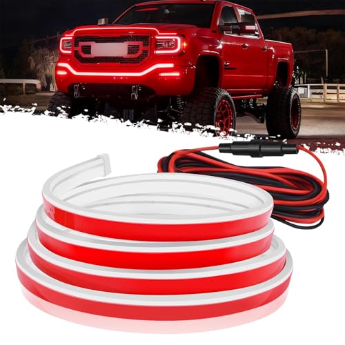DIBMS 71" High Brightness Car Hood Gap LED Strip, Dynamic Car Ambient Light - color: Red