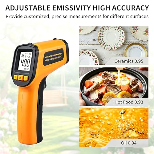 Infrared Thermometer Gun,Non Contact Digital Surface Thermometer with Laser Pointer, Backlit LCD,-58°F to 752°F for Cooking,HVAC, Automotive-GM320