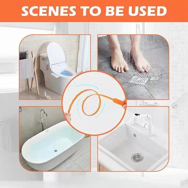 Drain Clog Remover Tool, 6 Pack with 5 Plastic and 1 Stainless Steel Drain Snakes, Hair Unclogger for Toilet, Kitchen Sink, Bathroom Tub, Shower, Sewer (6)