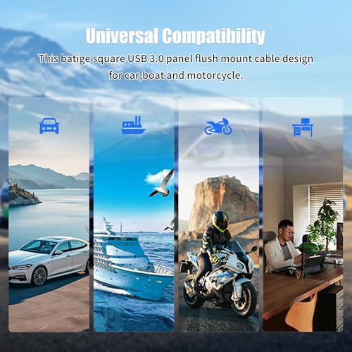 Dual Port USB C 3.0 Male to USB C 3.0 Female Extension Cable,Flush Mount Waterproof Panel Cable for Car,Truck,Boat,Motorcycle Dashboard 3.3ft - style: Dual USB C 3.0