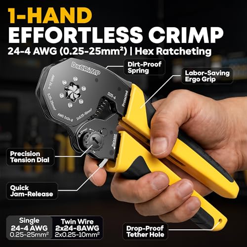 Hex Ferrule Crimping Tool Kit AWG 24-4 Wire Ferrules 32 Sizes