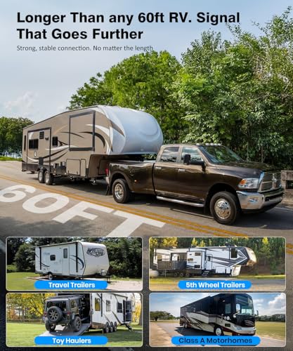 AUTO-VOX Wireless RV Backup Camera Bundle: Rear & Side Cameras with 7.2" HD Split-Screen Monitor and Flexible Bent Mount, Full Rear View Protection for RV, Travel Trailer, Motorhome, and Camper