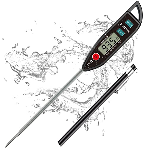 BOMATA Digital Water Thermometer for Water, Liquid, Candle and Cooking. Instant Read Food Thermometer Waterproof IPX7 with Long Probe for Cooking, Meat, BBQ! T101 (Black Color)… - color: Black