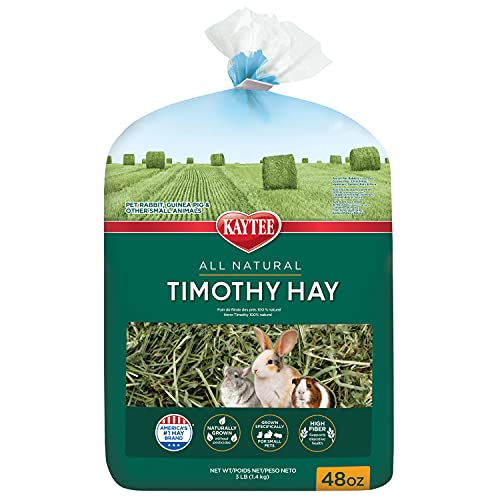Kaytee Timothy Hay, High Fiber, Grown Specifically for Small Animals, Rabbits, Guinea Pigs, Chinchillas, Ideal Bulk Order for Small Pets, 3 Pounds - size: 3 Pound (Pack of 1)