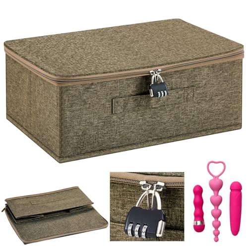 Briwooody Discreet Lockable Toy Bag,Coffee,15 X 10 X 6.3 In - color: Coffee, size: 15 x 10 x 6.3 Inch