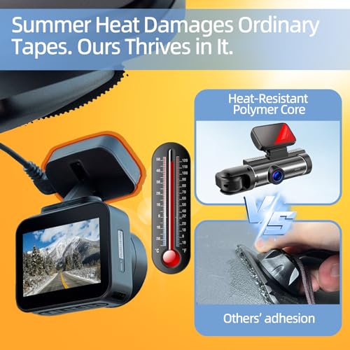 6Pcs Heavy Duty Dash Cam Mounting Tape - Ultra Heat Resistant Double-Sided Adhesive Pads for Windshield, Dashboard, GPS & Camera Holders | 60% Stronger Than Foam Tapes, Weatherproof & Customizable