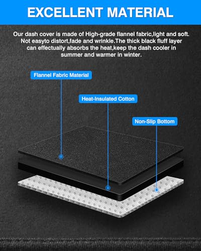 Autorder Dashboard Cover Mat Fit for 2005-2021 Nissan Frontier/2009-2012 Suzuki Equator Accessories Dash Cover Flannel Dash Mat Sunshade Glare UV Rays Protector - size: Black 05-21 Nissan Frontier